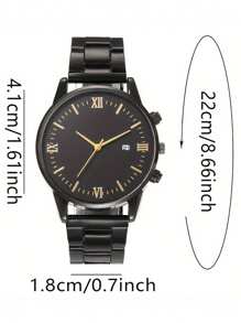 1pc Men's Fashion And Leisure Stainless Steel Strap Quartz Watch - Multi Functional And Versatile Business Waterproof Simple Watch With Calendar