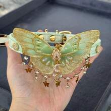 1PC Ladies Retro Green Butterfly Collar Design Rivet Personality Temperament Necklace - 綠色 - 查看 1