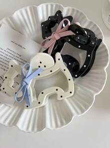 1pc Cute Bow Polka Dot Puppy Claw Clip Elegant Half Updo Hair Clip Hair Claw Stylish Multi-Wear Headpiece Fashion Hair Accessories