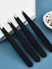 Black Eyebrow Tweezers Set, Letters A-Z Are Precision Stainless Steel Eyebrow Tweezers. They Are Crucial For Daily Beauty, Suitable For Eyebrow, Facial Hair, Hair Cutting, And Internal Hair Removal, Including Storage Bags, Suitable For Both Men And Women. They Are Also Sophisticated Hair Removal Devices, Diagonal Eyebrow Clips, And Makeup Removal Tools