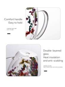 1pc Innovative Double Wall Glass With Dried Flower, Made Of High Borosilicate Glass, Suitable For Holding Coffee And Tea, Home, Office Or Bar Use