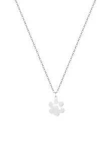 Colar com pingente de pata de cachorro fofo personalizado de estilo simples, colar com nome gravado personalizado e pingente de pata de cachorro, corrente de clavícula feminina de aço inoxidável com padrão de pegada de animal de estimação de desenho animado, joia para festa