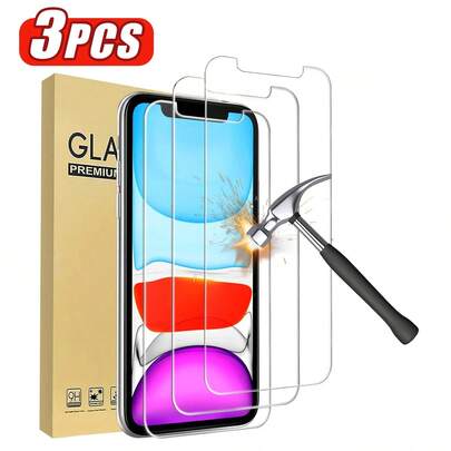 3pcs Full Screen Tempered Glass Screen Protector [9H Hardness] [Sensitive Touch] [High Definition Clarity] [Anti-Shatter] [Anti-Fingerprint] [Anti-Bubble] [Anti-Scratch] Screen Protector, Compatible With IPhone 11/XR, 17/16 Pro Max/16/16 Pro/16 Plus/15 Pro Max/15/15 Pro/15 Plus/14 Pro Max/14/14 Pro/14 Plus/13 Pro Max/13/13 Pro/12 Pro Max/12/12 Pro/11/11 Pro Max/XS/XS Max/7/8 Plus