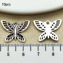 10/20 piezas surtidas de pendientes de aleación con diseño de mariposa antiguo plateado, adecuados para hacer collares, pendientes, llaveros y otros accesorios de joyería DIY