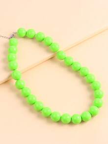 1 chiếc vòng cổ hạt Acrylic bóng trơn cá nhân hóa dành cho phụ nữ, phong cách Châu Âu và Châu Mỹ - Màu Hồng Tươi - Xem 7