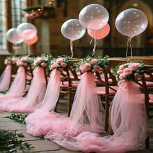 1pc Elegant 19.7ft Transparent Tulle Arch - Light Pink - Perfect For Wedding, Ceremony, Valentine's Day Decoration, Party & Celebration