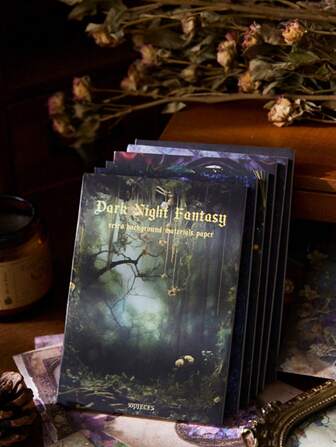 1 Pack Of 30pcs Dark Fantasy Series Materials Book, Rich Patterns With 30 Different Designs Vintage/Dreamy Memo Pads For DIY Scrapbooking, Back To School