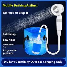 Douche de camping, douche de sécurité électrique portable, douche électrique à main, douche de randonnée en plein air, pour le bain en plein air, l'arrosage des plantes, le nettoyage des animaux, le lavage de voiture, l'équipement de camping, le dieu du bain pour la plage, portable pratique, dortoir, ménage, camping, douche simple, bain sans fil mobile, pompe à eau rechargeable