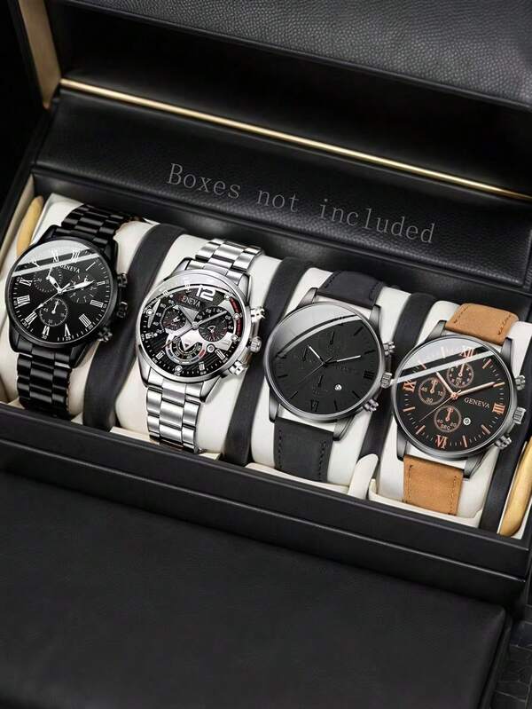 Conjunto de relógio de quartzo masculino moderno, simples, com escala mista e três olhos, ideal para uso diário, decoração ou presente de Natal