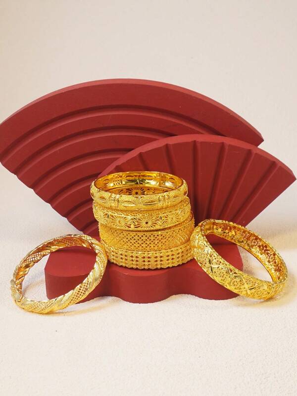 1 pieza Accesorio de boda de lujo con pulsera abierta plateada en oro de 24 quilates, accesorio diario para mujeres del Medio Oriente Dubái, regalo de fiesta