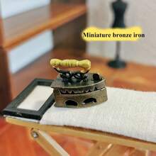 1/2 pièces [Fer miniature vintage] Statue de mini fer vintage, figurine mignonne, décoration de table en métal avec poignée dorée et design détaillé, accessoires idéaux pour maison de poupée, décoration de chambre, décoration de maison, meilleurs cadeaux