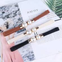 1pc Women Pearl Decor Elastic Waist Belt, Versatile For Sweaters, Jackets, Dresses