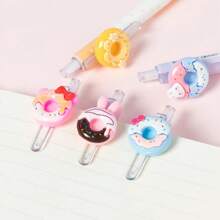 6pcs Donut Neutral Pen Back To School Season Cartoon Cute Press Pen Resin Creative Styling Pen Suitable For Students Teacher School Supplies Mother's Day Gift (Black Ink 0.5mm Smooth Writing)