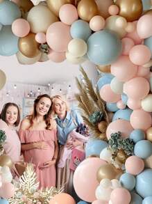 146 Pieces Balloon Arch Kit, Pink And Blue Balloons, Metal Gold Sand Color White Balloons, Latex Balloon Strings, For Simea Bachelorette Party Bride Party Baby Shower Decoration Bear Theme Party Decoration Wedding Decor