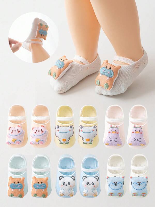 3 Pairs Breathable Baby Ankle Socks (0-1 Year Old), Skin-Friendly High Elastic, Suitable For Home & Toddling, Summer