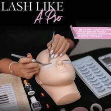 Hoka Lash Eyelash Extension Kit Training Course And Certification Professional Lash Extension Kit For Beginners Includes Practice Mannequin Head Lash Trays Glue Tweezers Fan More - Black - View 3