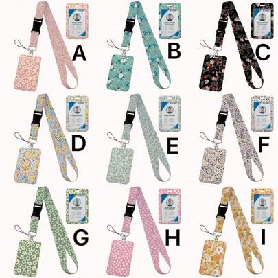 Marble Pattern Lanyard With Card Holder, Polyester Strap, Anti-Lost ID Card Holder, Gifts For Couples, Festivals School Supplies,Back To School