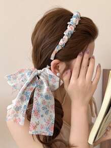Ländlicher Stil Blumenband mit Zähnen Haarband, Frisur für Highschool Mädchen, hochgelegtes Haar geflochtenes Haarband, süß und vielseitig, Haraccessoire für den Sommer, Schleifen-Accessoires, Haarband für Frauen, Haraccessoires