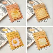 4 Toast Shaped Sticky Notes - Easy To Tear, Suitable For Office Memos, Study Guides, And Quick Reminders - 彩色 - 查看 2