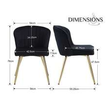 WAHSON OFFICE CHAIRS 2PCS Velvet Kitchen Chair Side Dining Chairs Armless Tub Chair With Metal Legs - Black - View 5