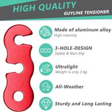 拉紧器铝合金拉紧绳调节器帐篷绳拉紧器伞绳拉紧器适用于户外帐篷露营徒步配件 - 彩色 - 查看 9