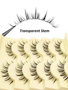 Rikuaild 5 Pairs New Cartoon Style Soft & Natural False Eyelashes, Cartoon Lashes For Daily Makeup, Date Night - 自然纖長款 - 查看 3