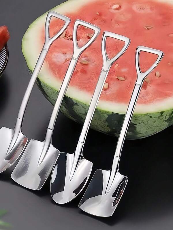10 pièces Cuillère à pastèque en acier inoxydable, cuillère à dessert, glace, fruit pour enfants d'extérieur, cuillère à remuer petit pour thé au lait, café