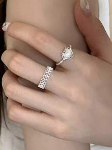 S925 Sterling Silver New Minimalist Niche Design Combination Rings, Fashionable, Versatile, High-End Adjustable Rings For Women