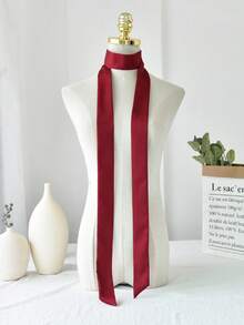 1pc Minimalist Solid Color Silk-Like Scarf, Headband, Waistband, Neckband - Versatile, Narrow Long Strip, Suitable For Daily, Commute, Ball, Banquet, Gift, Performance, Party, Fashionable, High-End, Versatile, Office Attire Decor Accessory For Dress - Black - View 10