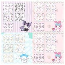 Sanrio 5 piezas de calcomanías de uñas de anime de Sanrio, calcomanías de arte de uñas de estilo de dibujos animados lindos, decoración de uñas de plástico autoadhesivo, con efecto luminoso, mate y forma asimétrica, de un solo uso - sin fragancia