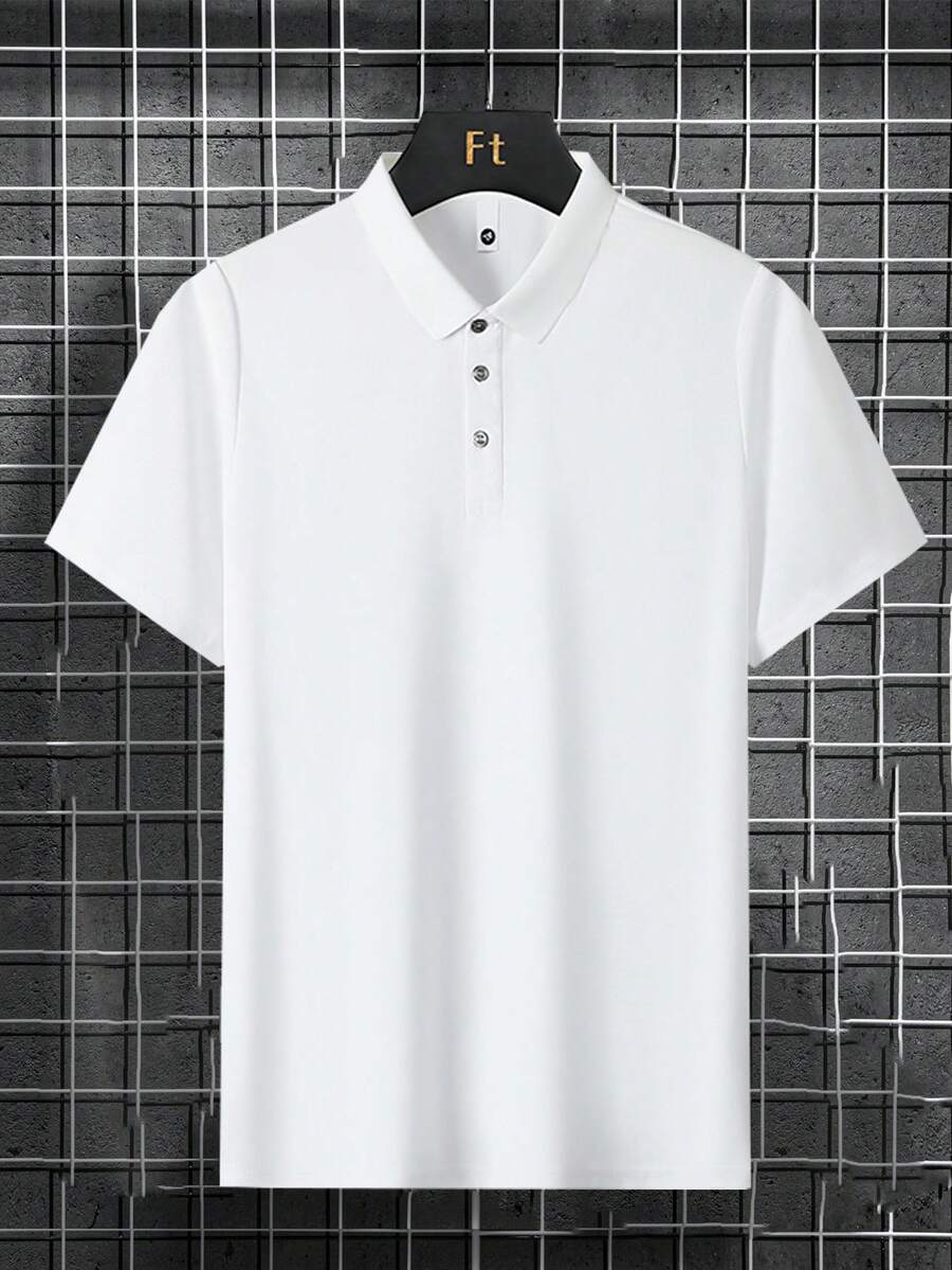 男士休闲运动纯色简约百搭Polo衫 白色 夏季 - 白色 - 查看 1