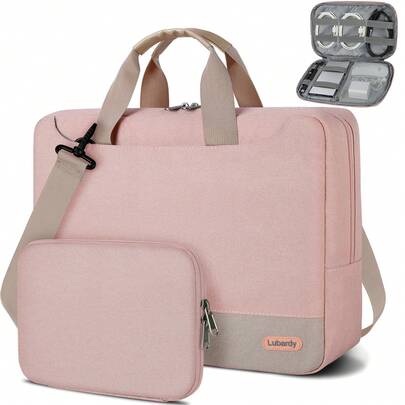 NEWHEY 男女通用笔记本电脑包，带线缆管理功能，15.6英寸防水商务公文包/单肩包，适用于15.6英寸/17.3英寸笔记本电脑，返校必备，工作/学习笔记本电脑包，女士防护包