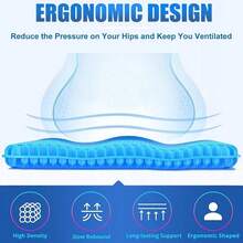 Gel Seat Cushion NonSlip Egg Seat Cushion Chair Pads Office Chair Car Seat Cushion For Sciatica Back Pain Relief Coccyx Cushion For Home Wheelchair Computer Desk Chair Truck - 藍色 - 查看 2