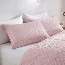 Tagesdecke Bettüberwurf 220x200cm Rosa, Bedspreads aus Mikrofaser, Quilt Überwurf Bett Überwurfdecke leicht, Steppdecke bei Ultraschall genäht mit 2 Kissenbezug, Korb Muster - Rosa - Übersicht 4