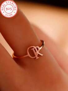 1 Peça Anel Personalizado Ajustável Aberto de Prata 925, Anel com Monograma Personalizado, Anel de Nome Pequeno, Anel de Amor Personalizado, Lindo Presente para Ela, Anel de Desejo, Presente de Melhor Amiga