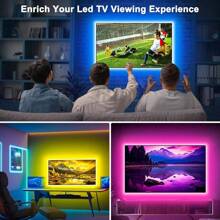 1m/20m Fita de Luz LED RGB Alimentada por USB, Controle Remoto de 24 Teclas, 16 Cores Ajustáveis, Lâmpadas Decorativas Flexíveis de LED 5050