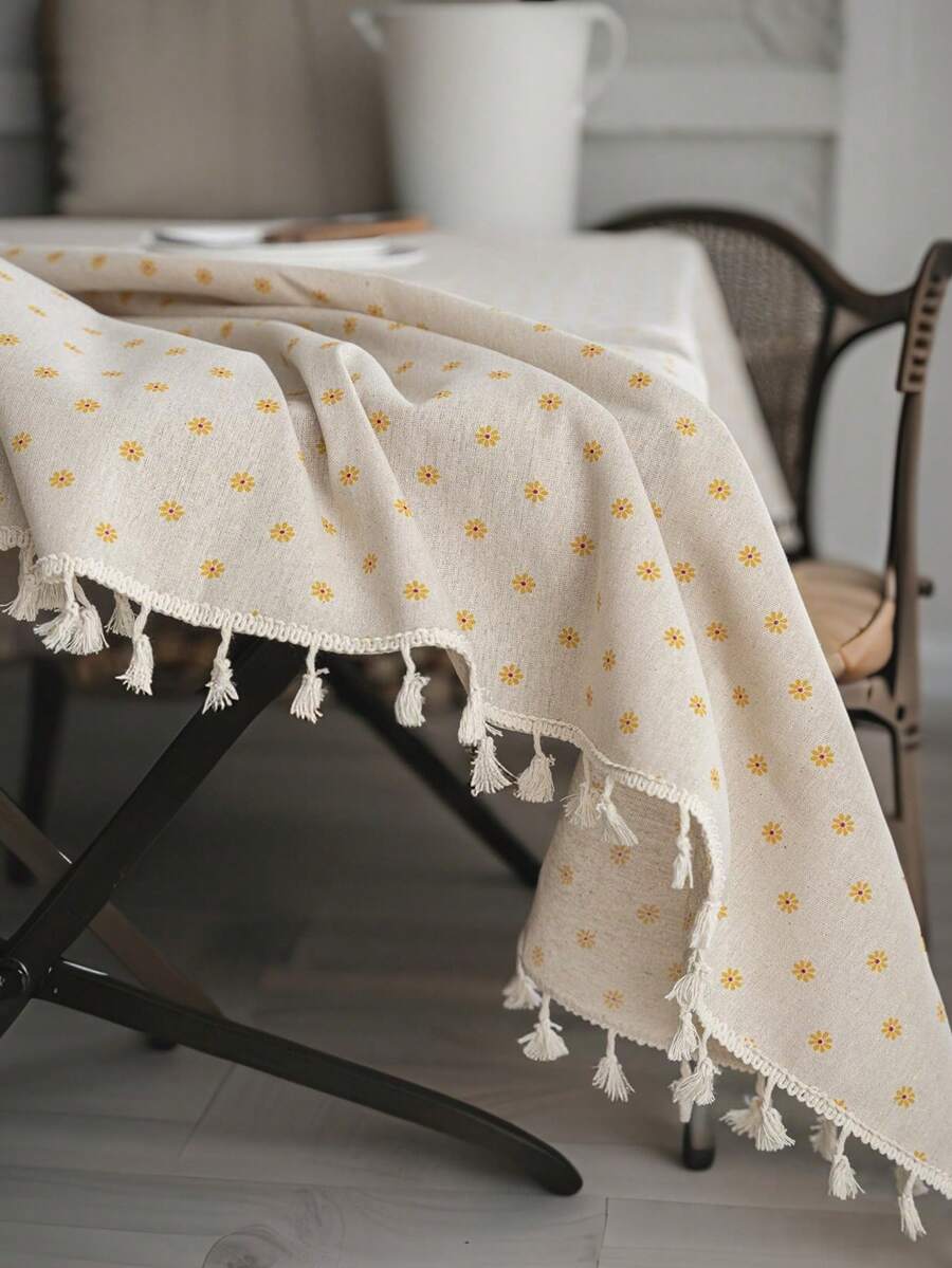 MeijiaMo 1 Stück rechteckige Tischdecke mit Blumen Muster, nordischer, lässiger Stil Dekor, staubdicht, Tischsets, geeignet für Küche, Esszimmer, Hotel, Outdoor, Partys, Feste, alle Jahreszeiten - Verschiedenfarbig - Übersicht 1
