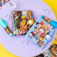 bandai 1 pieza Cuaderno de espiral de Bandai con dibujos animados de One Piece, libreta de notas para estudiantes, set de anime con bolígrafo y colgante, cuaderno de material, diario, útiles escolares, premio para estudiantes, cuaderno para fiestas, artículos de papelería de regreso a la escuela, uso de oficina, bolígrafo para exámenes