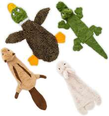 Best Pet Supplies Juguete 2 en 1 Divertido para Perro sin Relleno, tamaño Mediano (Pato Salvaje, Liebre, Ardilla, Paquete de cocodrilo) (PT07-08-45-47-M) - Pollo arrugado (amarillo) - Ver 1
