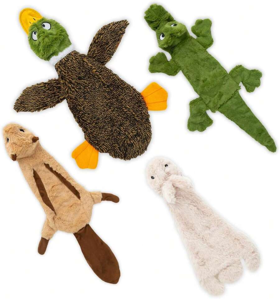 Best Pet Supplies Juguete 2 en 1 Divertido para Perro sin Relleno, tamaño Mediano (Pato Salvaje, Liebre, Ardilla, Paquete de cocodrilo) (PT07-08-45-47-M) - Pollo arrugado (amarillo) - Ver 1