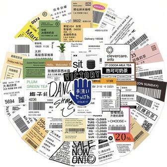 50pcs Cute Creative Boba Tea Cup Doodle Stickers, Drink Labels, Gift Seals, Takeout Dessert Packaging Stickers School Supplies,Back To School