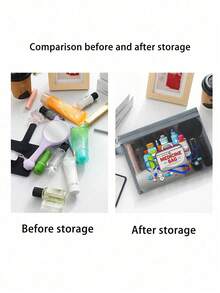 Bolsa de malla con patrón de botella de medicina de dibujos animados "Bolsa médica", bolsa de almacenamiento portátil con cojín de aire rojo, bolsa de maquillaje, bolsa de productos de cuidado de la piel, artículos de viaje, suministros de dormitorio, regalos de novia de boda, regalos del Día de la Madre, regalos de cumpleaños, regalos para amigos y maestros, bolsa de almacenamiento de medicamentos, almacenamiento de baño, almacenamiento de joyas, bolsa de almacenamiento de aceite labial y cosméticos, bolsa de lavado para dormitorio de estudiantes, regalo para esposa, familia, amigos, colegas - Multicolor - Ver 9