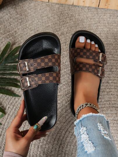 Women's Fashion Summer Slippers Sandals, Soft & Comfortable Soles, Breathable & Lightweight, Suitable For Outdoor Wear, Adjustable Strap