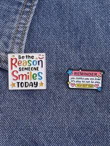 2 pièces "Vous êtes important, vous êtes aimé, les imperfections sont acceptables" Épinglette de revers en émail, broche avec citation inspirante, badge pour sac à dos, cadeau de bijoux - Multicolore - Voir 6