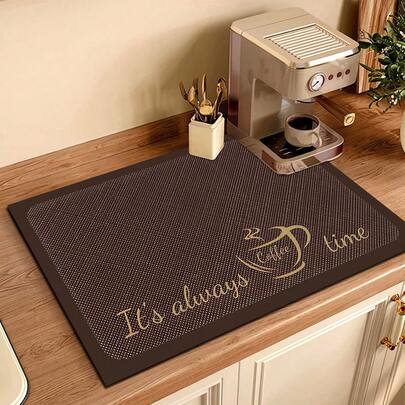 1pc Coffee Bar Mat - Quick Drying Super Soft Diatomaceous Earth, Heat-Resistant Kitchen Utensil Draining Mat With "Coffee Bar" Design, Very Suitable For Countertop And Dining Table, Countertop Protection, Coffee Mat