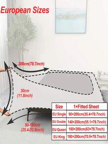 1pc Artistic Leaf Print Satin Wrap Around Bed Skirt, 4-Sided Elastic Bed Skirt, Fits Universal European Sizes - Multicolor - View 3