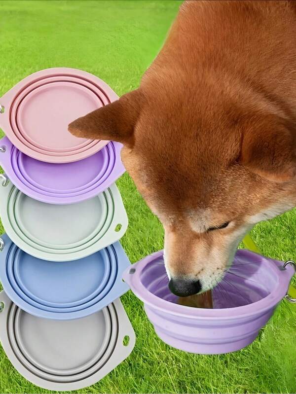 1pc Portable Silicone Pet Bowl, Foldable Macaron Color Travel Pet Feeding And Water Bowl, Suitable For Cats And Dogs, Easy To Clean, Durable Design, Suitable For Outdoor Use, Pet Travel Bowl | Macaron Color | Durable Silicone Bowl