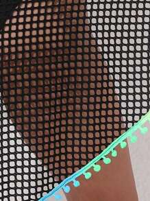 1 pieza Chal de playa multifuncional de una pieza con flecos a ganchillo para mujer, para fiestas de playa, multicolor