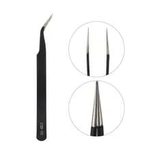FADVAN 1/2Pcs Eyelash Tweezers Extension Black/Silver/Gold Stainless Steel Superhard Tweezers Straight And Bend Tweezer Eyebrow Volume Tweezers Set Makeup Tool High Precision Anti-Static Tweezers