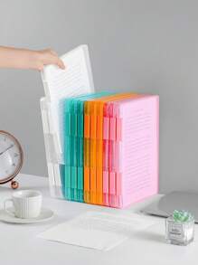 1/2pcs Simple Desk File A4 Document Box, Multi-Color A5 Paper Storage Plastic Transparent Bill Organizer Box, Office/Student Supplies School Supplies, Back To School